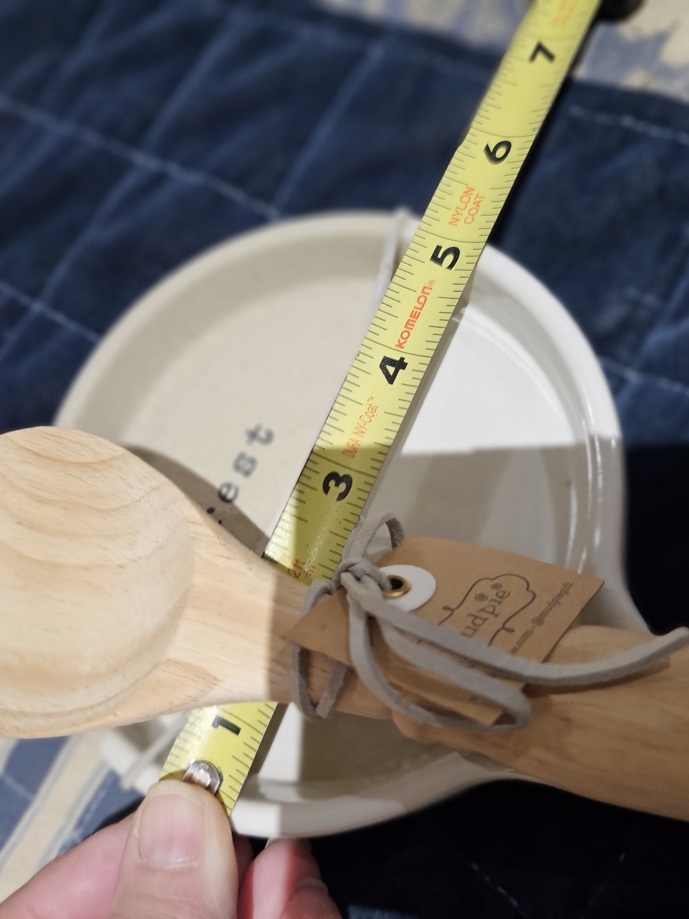 Mud Pie Wooden Spoon with Cream Ceramic Spoon Rest - NWT - Picture 5 of 5